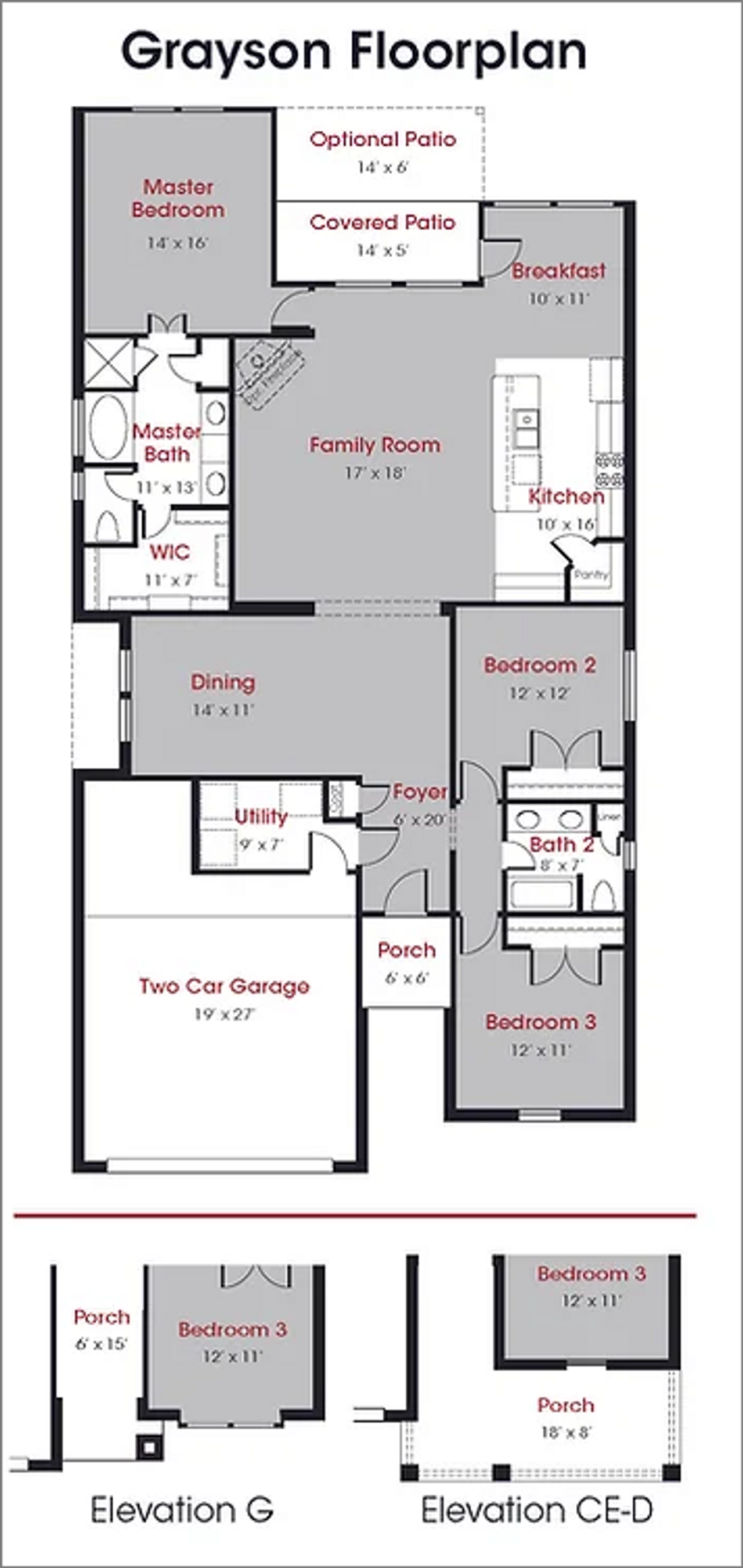 2D floor plan layout for the Grayson by Kendall Homes in Deer Pines, Conroe, TX (Image 2). 2D floor plan layout for the Grayson by Kendall Homes in Deer Pines, Conroe, TX (Image 2).