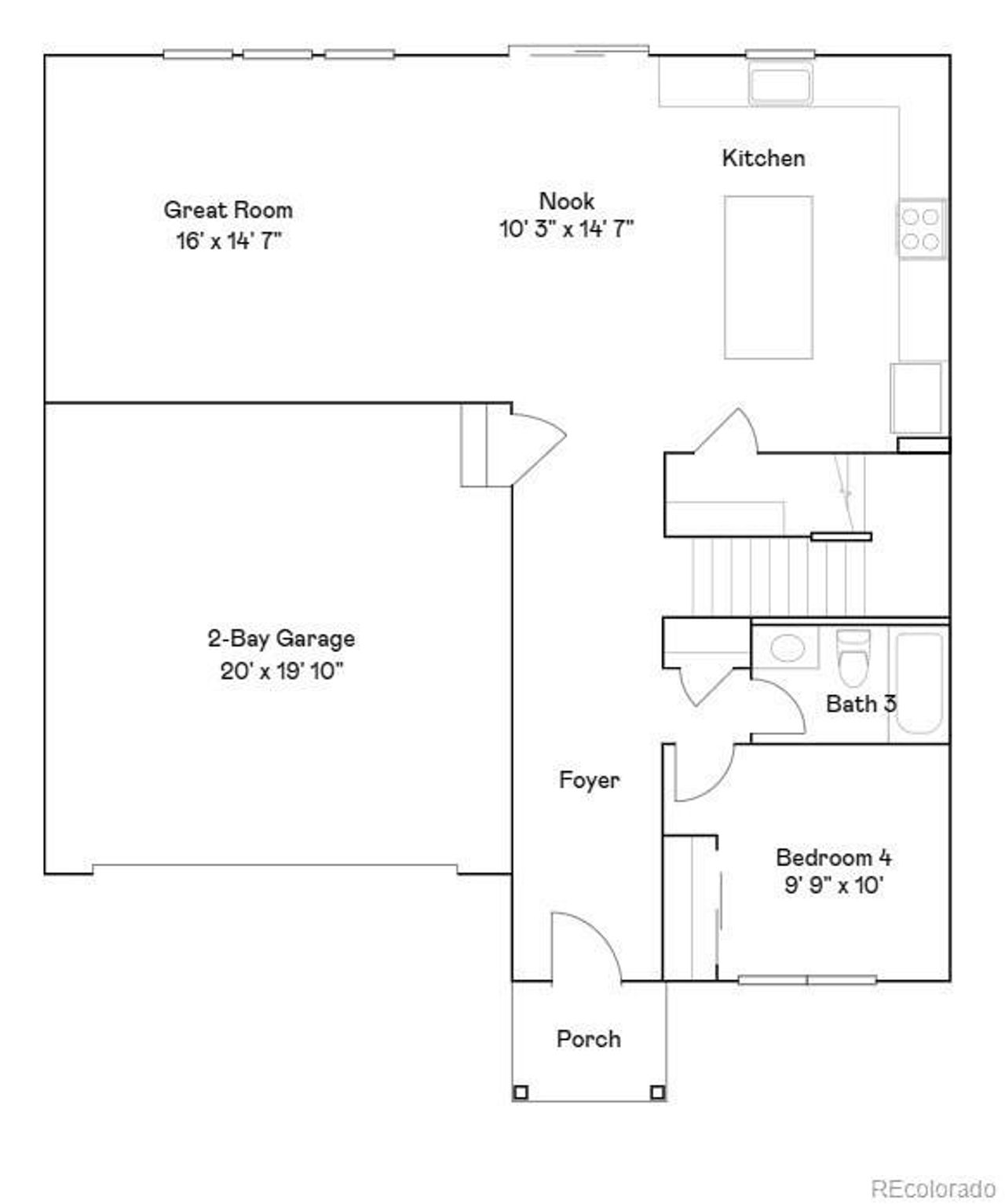2D floor plan layout of this home in Eastcreek Farm: The Camden Collection, Thornton, CO (Image 2).