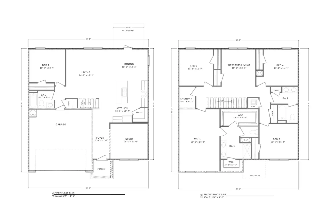 2D floor plan layout for the Carol by D.R. Horton in Weldon Farms, Tallahassee, FL (Image 2).