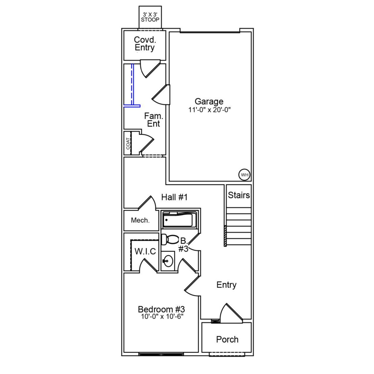 2D floor plan layout of this home in Nichols Landing, Charlotte, NC (Image 2).