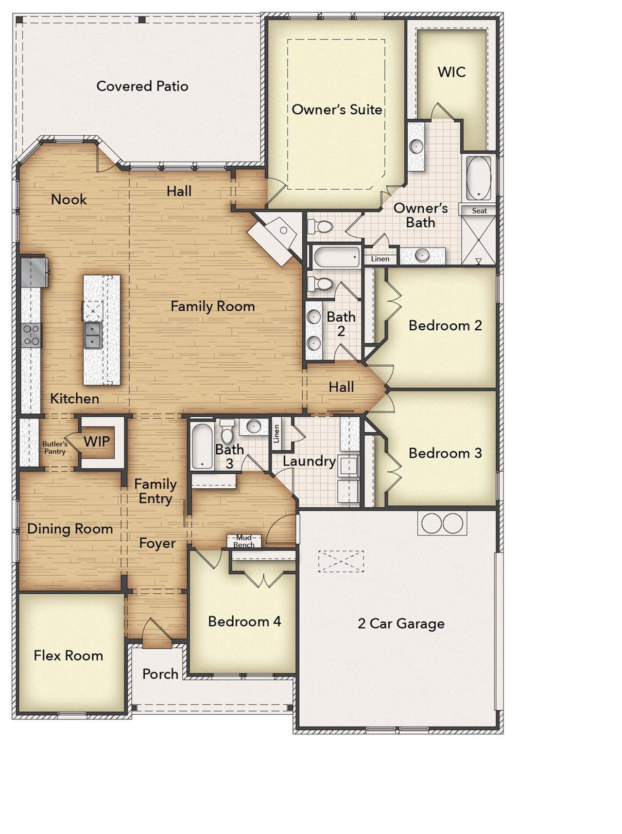 2D floor plan layout of this home in Terra Escalante, Blue Ridge, TX (Image 2).