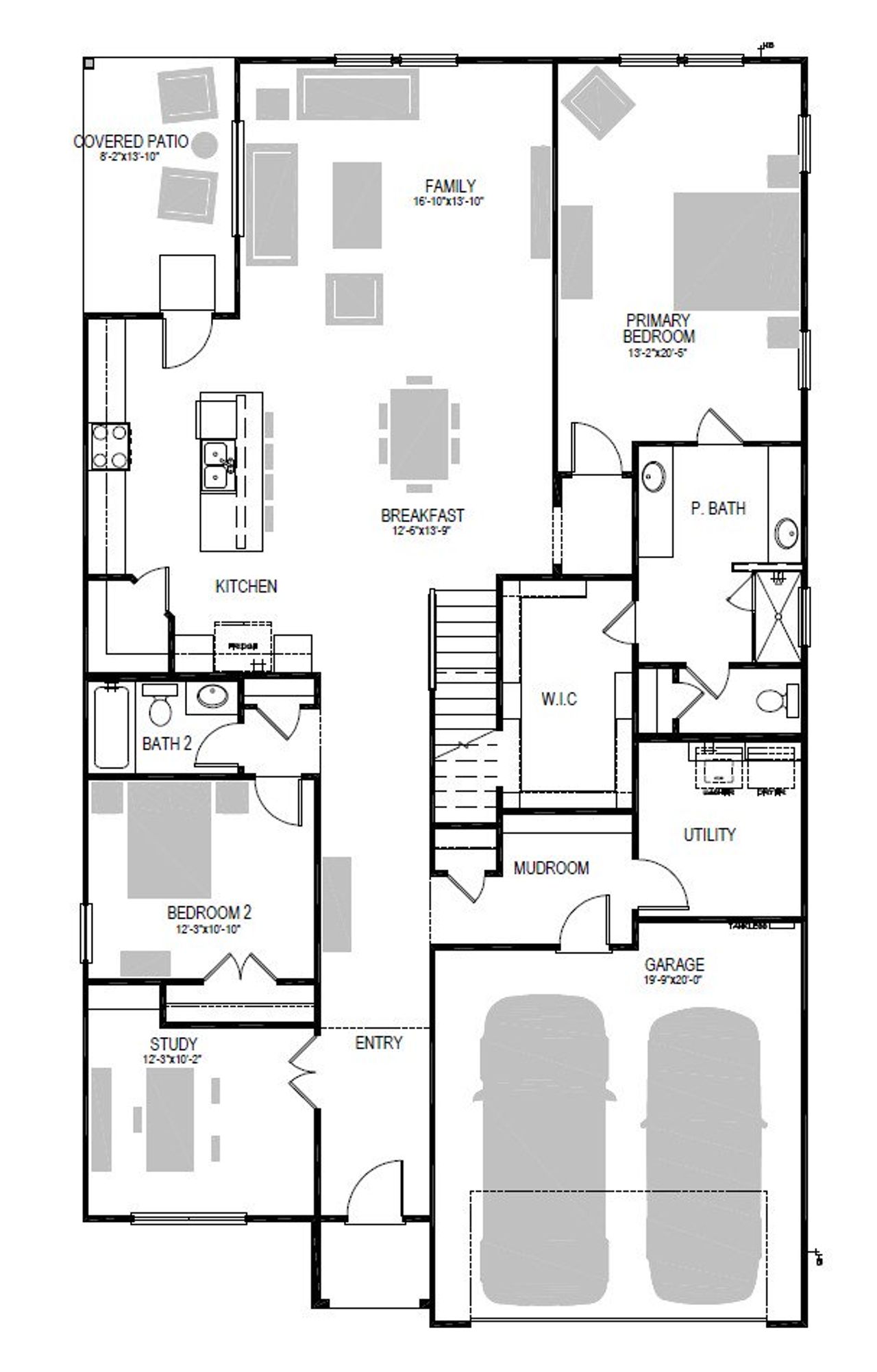2D floor plan layout of this home in Evelyn, Austin, TX (Image 2).