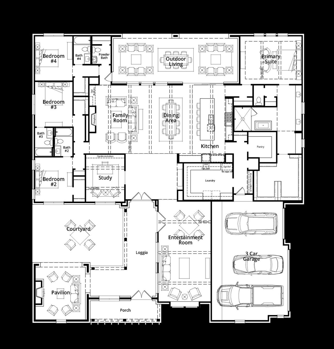 2D floor plan layout for the Laurel by Huntington Homes in McCreary Meadows, Parker, TX (Image 2). 2D floor plan layout for the Laurel by Huntington Homes in McCreary Meadows, Parker, TX (Image 2).