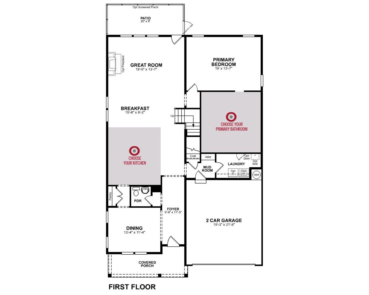 2D floor plan layout of this home in Friendship Village, Apex, NC (Image 2).