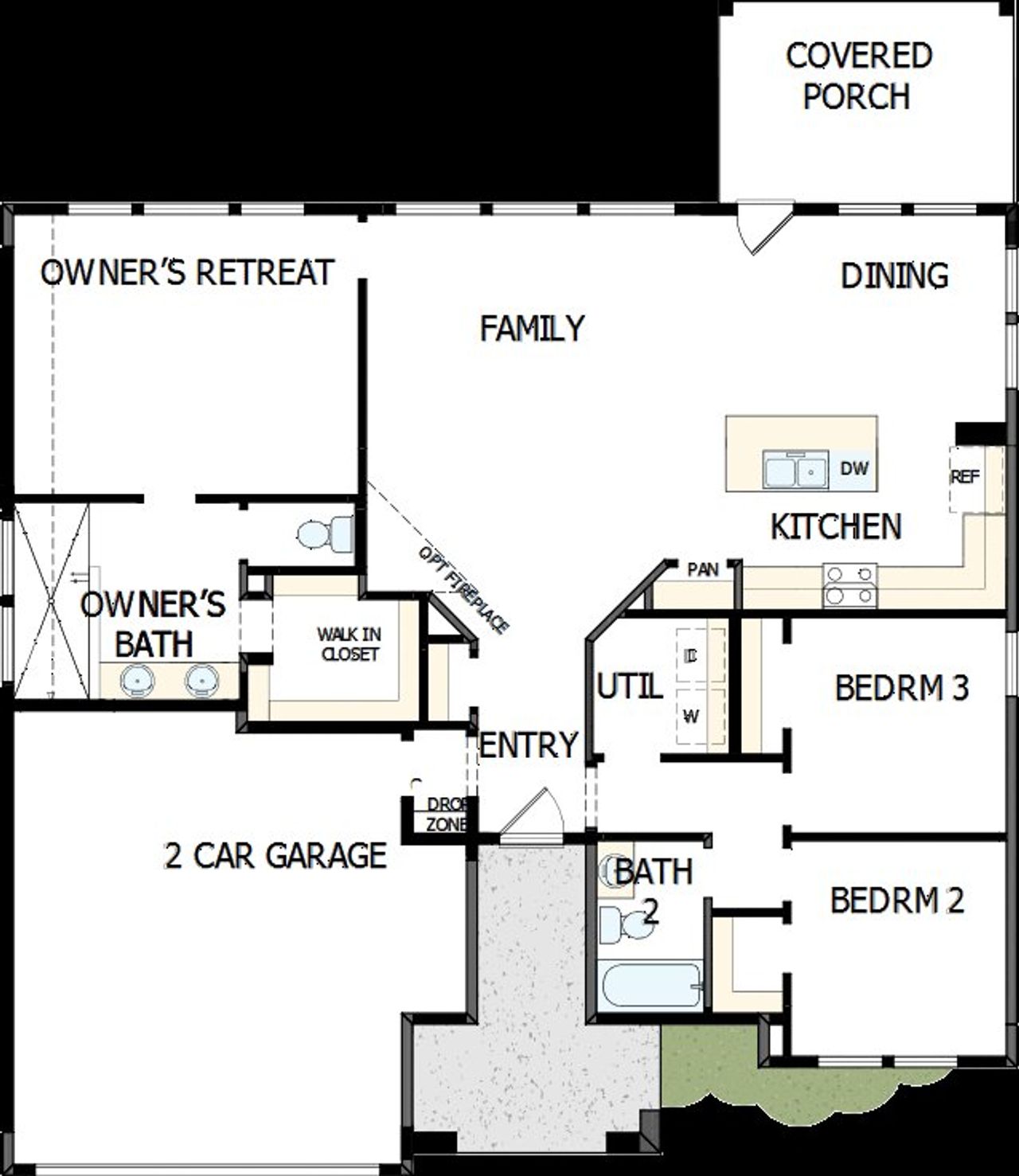 2D floor plan layout of this home in Sunfield, Buda, TX (Image 2). 2D floor plan layout of this home in Sunfield, Buda, TX (Image 2).