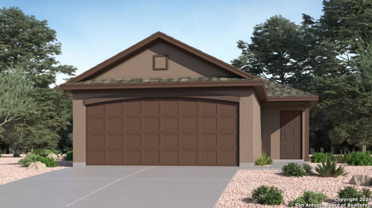 Front exterior of a new home in Torian Village, San Antonio, TX, highlighting curb appeal (Image 2).