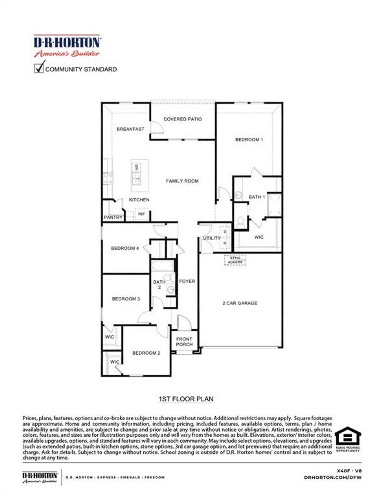 2D floor plan layout of this home in Waverly Estates, Josephine, TX (Image 2).