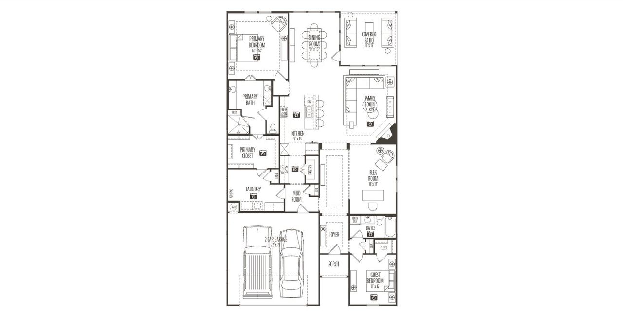 2D floor plan layout for the Casina by Epcon Communities in Ladera Prosper, Prosper, TX (Image 2).