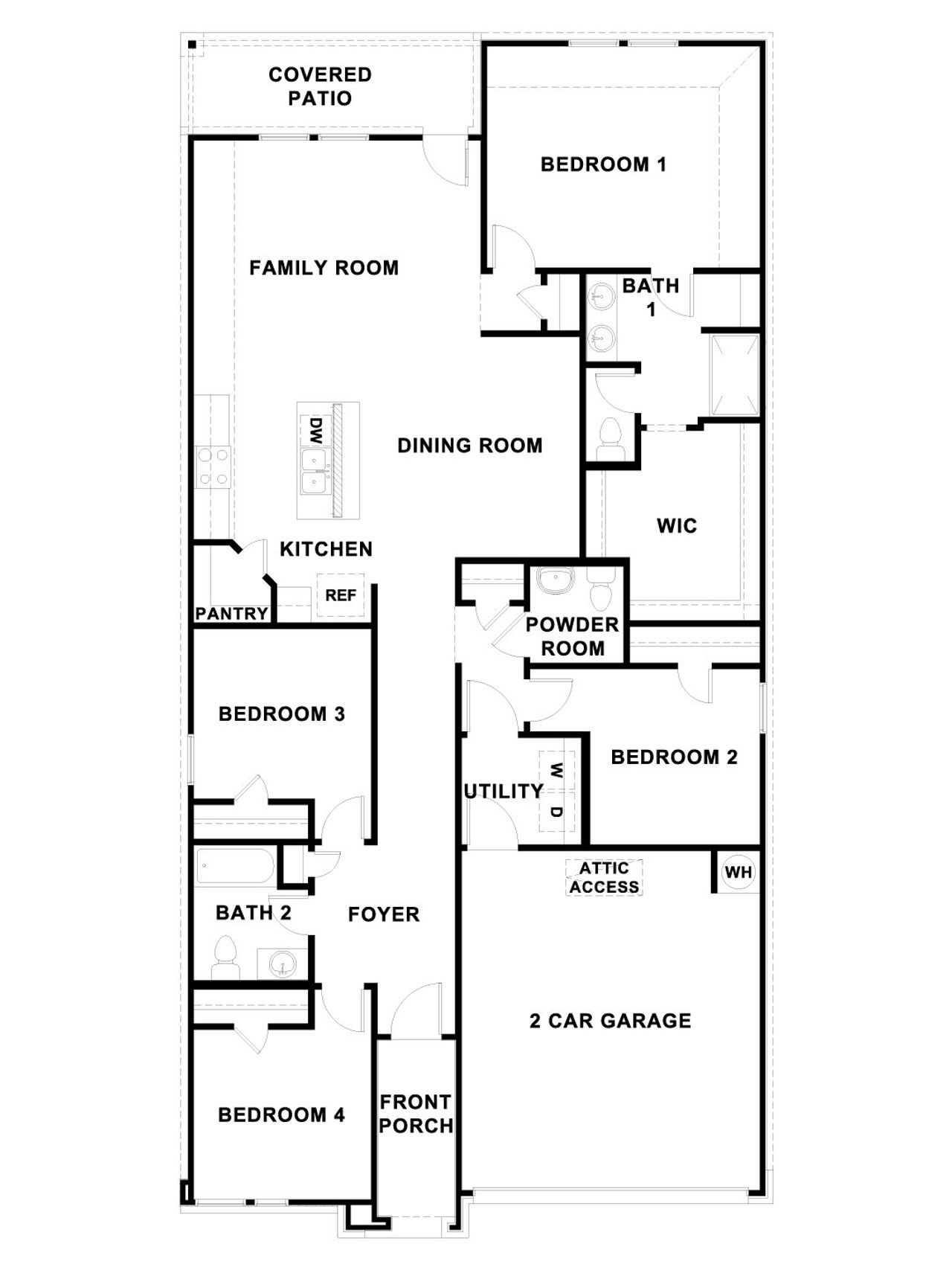 2D floor plan layout of this home in Trails at Wildhorse, Austin, TX (Image 2).