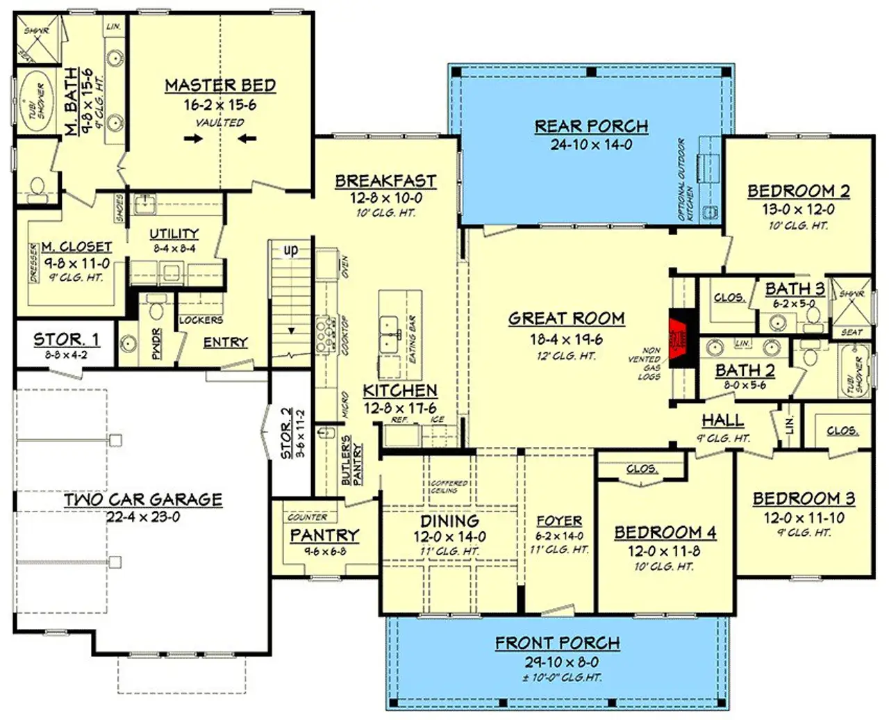 2D floor plan layout for the The Pritchard by Remington Custom Homes in Woodland Meadows, Fort Worth, TX (Image 2). 2D floor plan layout for the The Pritchard by Remington Custom Homes in Woodland Meadows, Fort Worth, TX (Image 2).