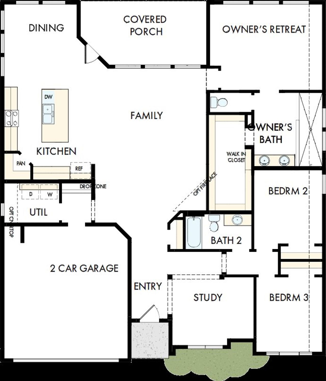 2D floor plan layout of this home in Sunfield, Buda, TX (Image 2).