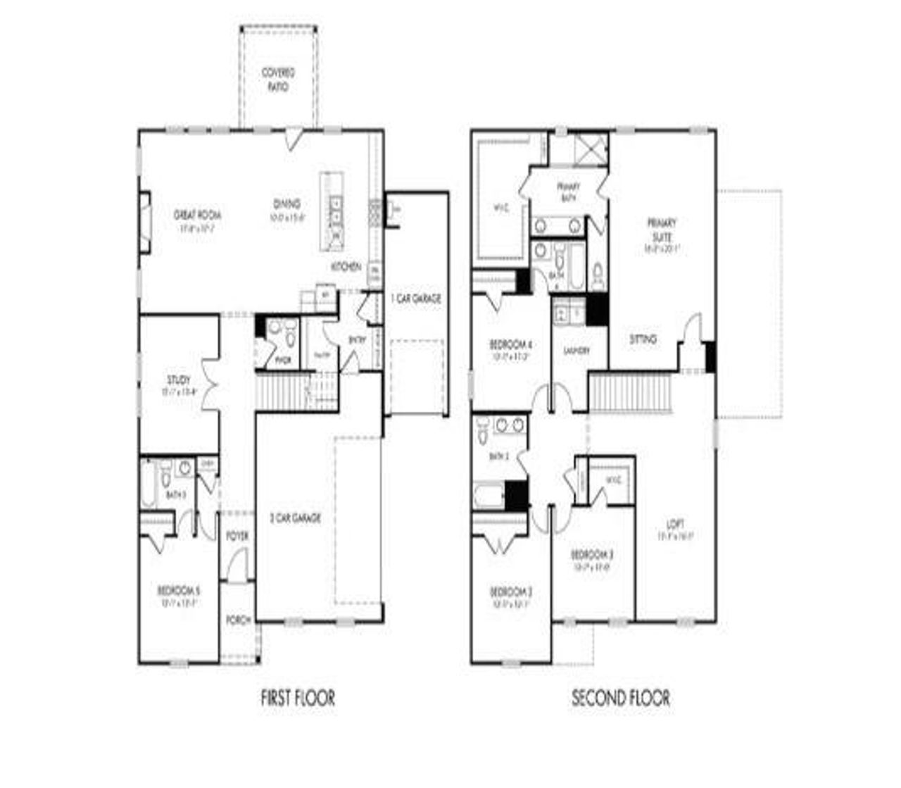 2D floor plan layout of this home in River Pointe, Monroe, GA (Image 2).