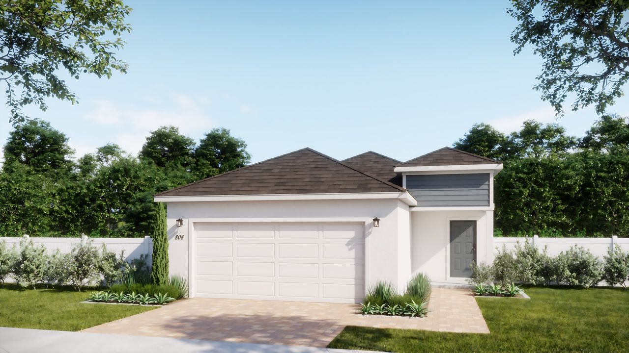 Representative exterior photo of a completed home built from the Coral by Risewell Homes in Eagletail Landings, Howey-in-the-Hills, FL (Image 2).