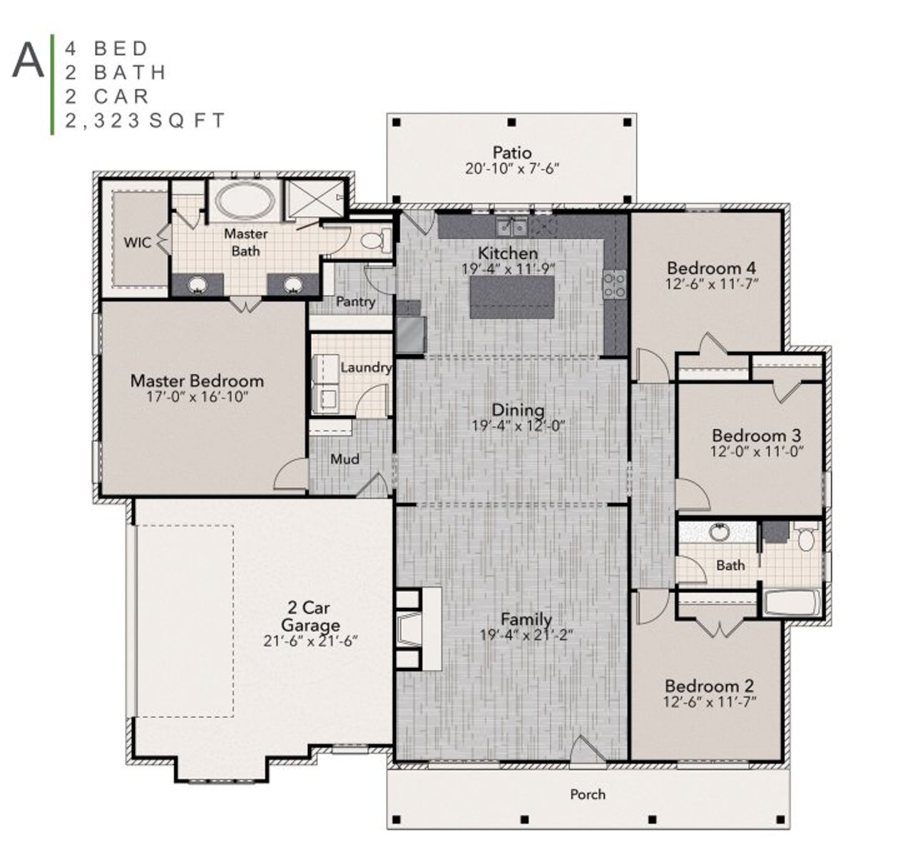 2D floor plan layout for the The Paxton by Elmwood Custom Homes in Jordan Run, Midlothian, TX (Image 2).