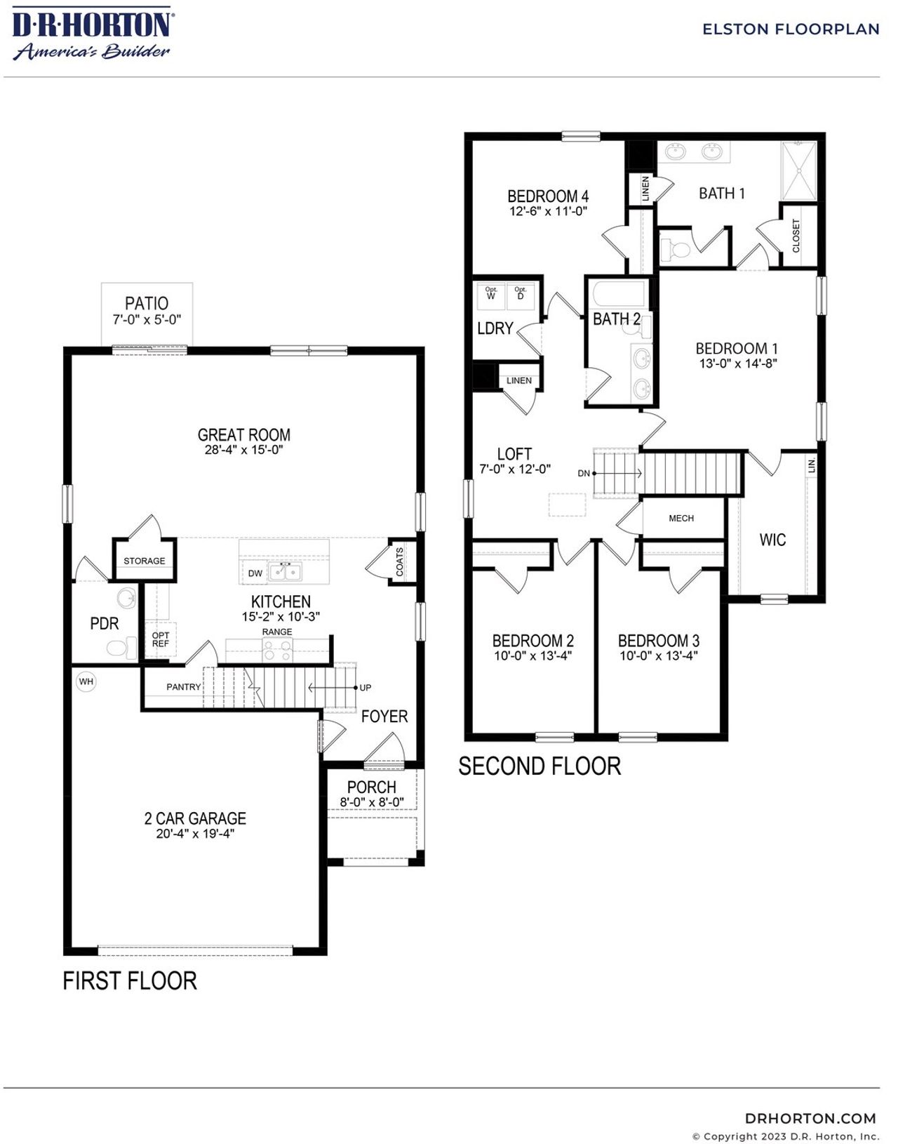 2D floor plan layout for the ELSTON by D.R. Horton in Millstone, Lakeland, FL (Image 2). 2D floor plan layout for the ELSTON by D.R. Horton in Millstone, Lakeland, FL (Image 2).