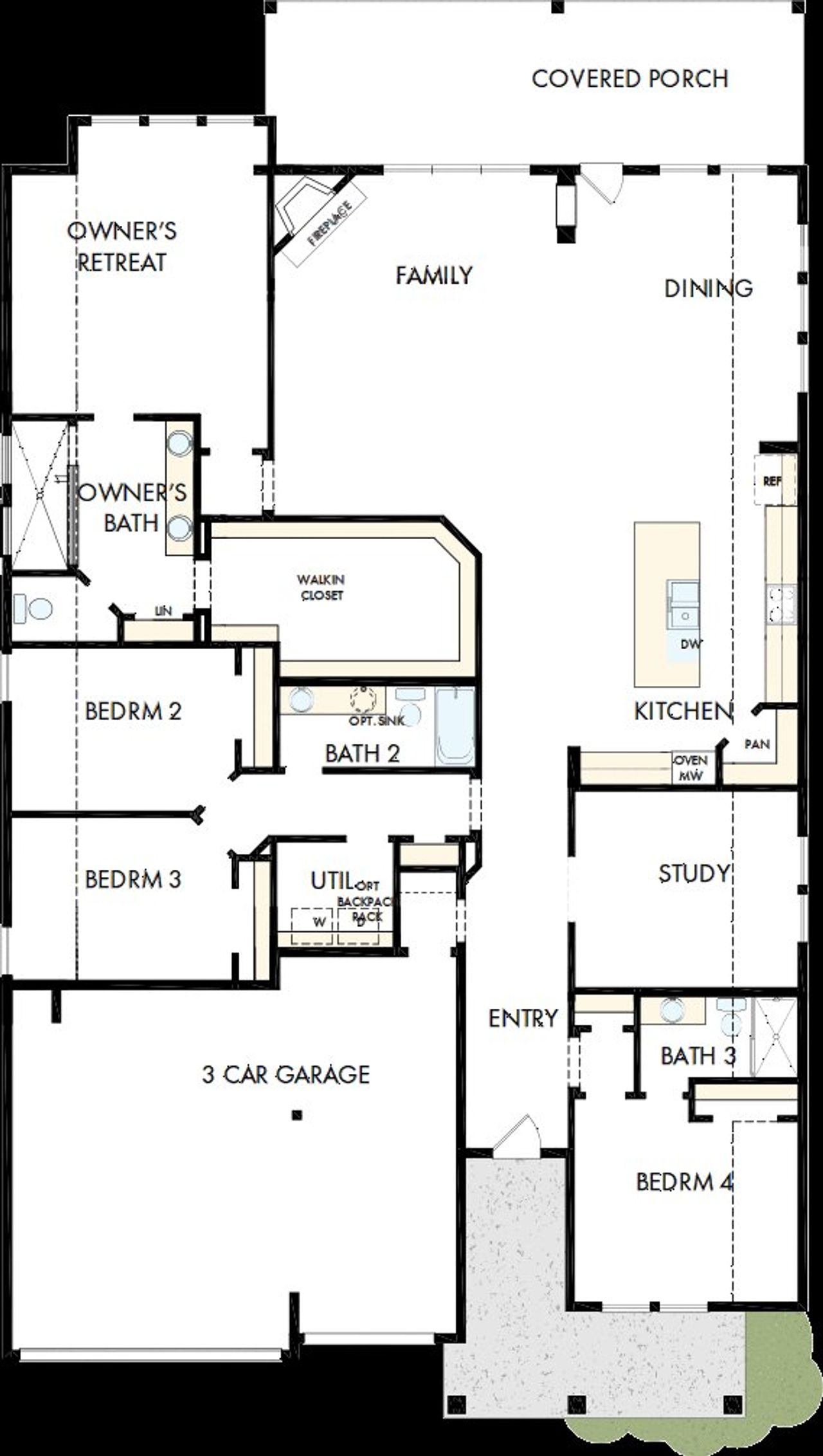 2D floor plan layout of this home in Davis Ranch 60', San Antonio, TX (Image 2).