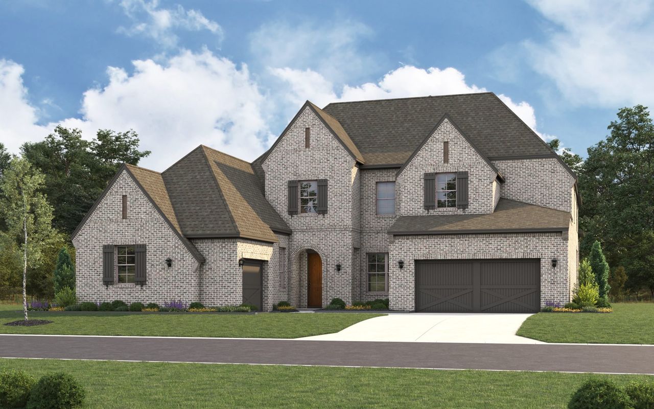 Representative exterior photo of a completed home built from the 6042 by Tradition Homes in StarView, Prosper, TX (Image 2).