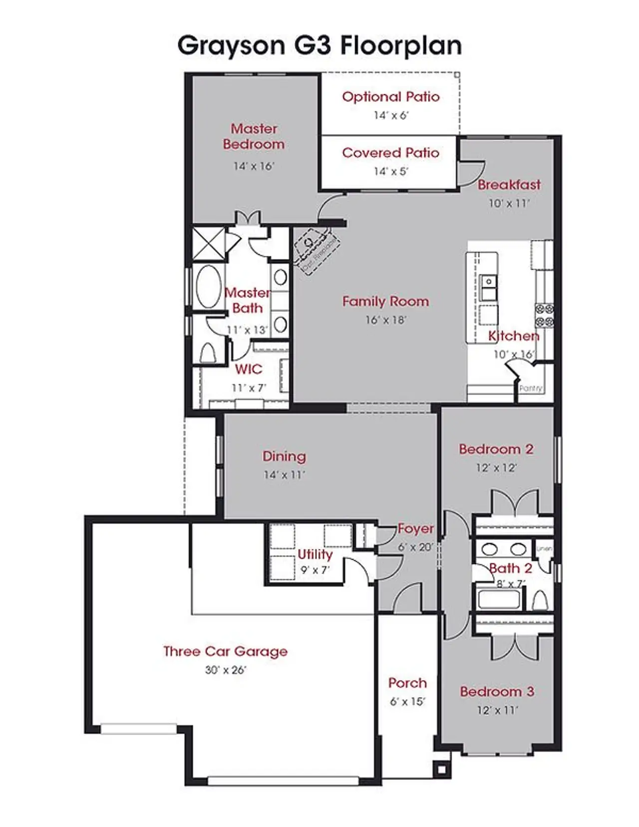 Image 2 representing the Grayson by Kendall Homes in Oakwood Ranch, Willis, TX.