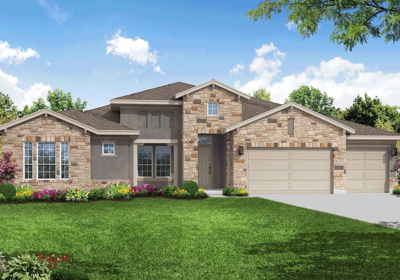 Representative exterior photo of a completed home built from the Portland by Sitterle Homes in Highland Estates, San Antonio, TX (Image 2). Representative exterior photo of a completed home built from the Portland by Sitterle Homes in Highland Estates, San Antonio, TX (Image 2).