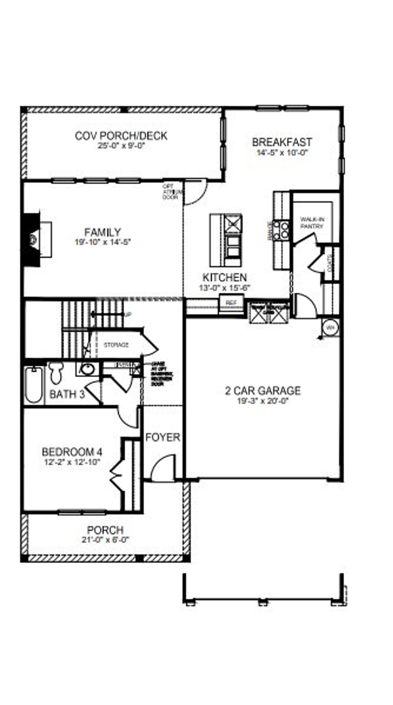 2D floor plan layout for the Lawson by D.R. Horton in Westport, York, SC (Image 2).