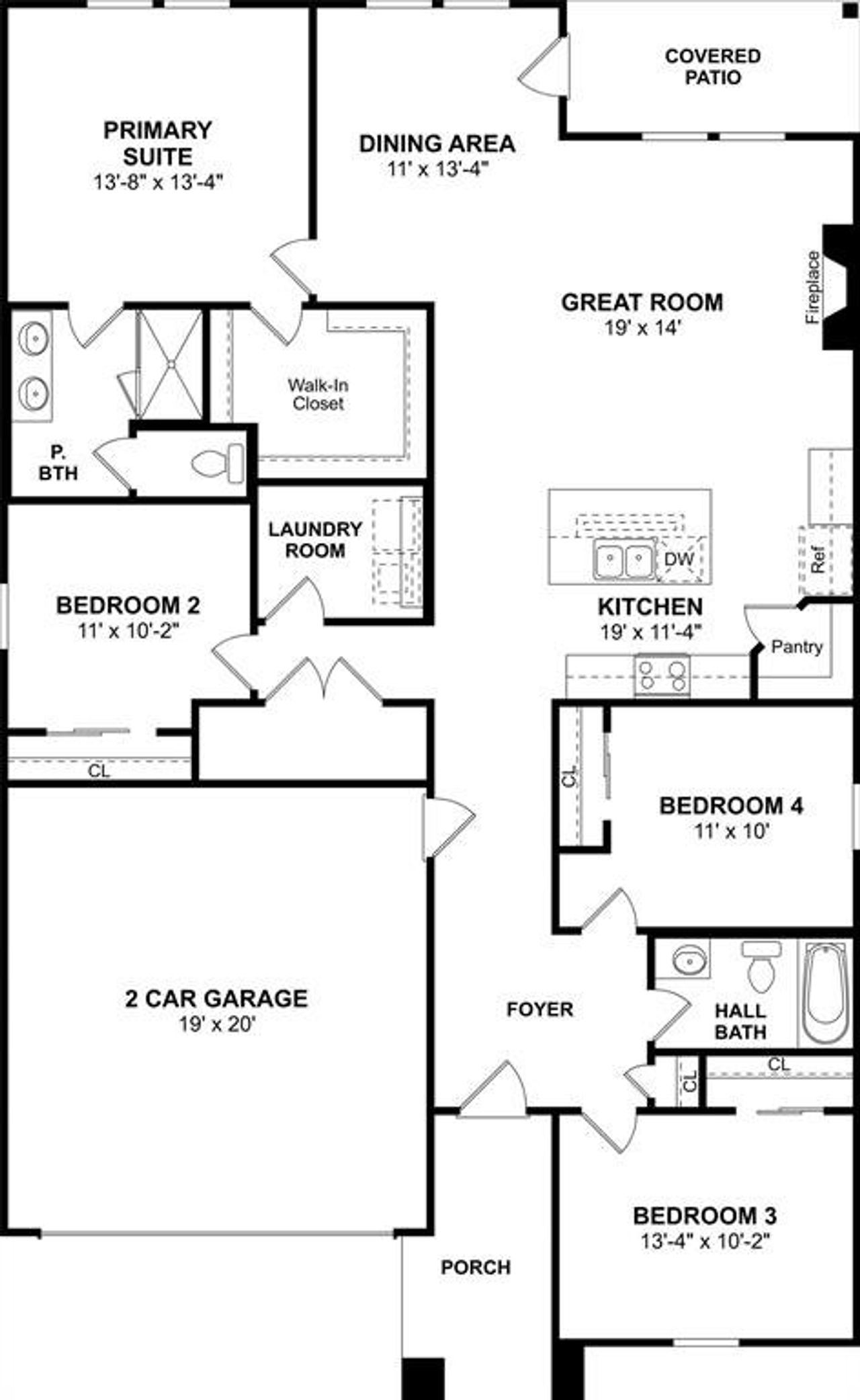 2D floor plan layout of this home in Rolling Ridge, Van Alstyne, TX (Image 2).