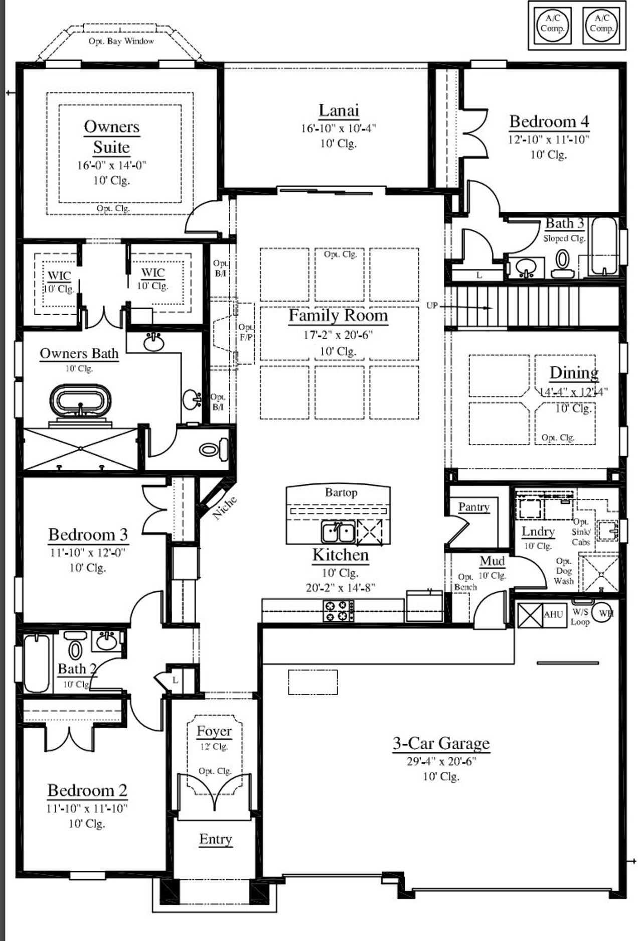 2D floor plan layout for the 2899 by Ashley Homes, LLC in Goose Creek Estates, Green Cove Springs, FL (Image 2).