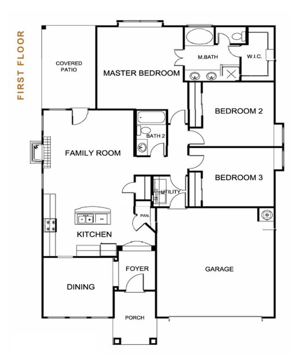 2D floor plan layout for the The Erika 401SSC by Saratoga Homes in Crossland, El Paso, TX (Image 2).