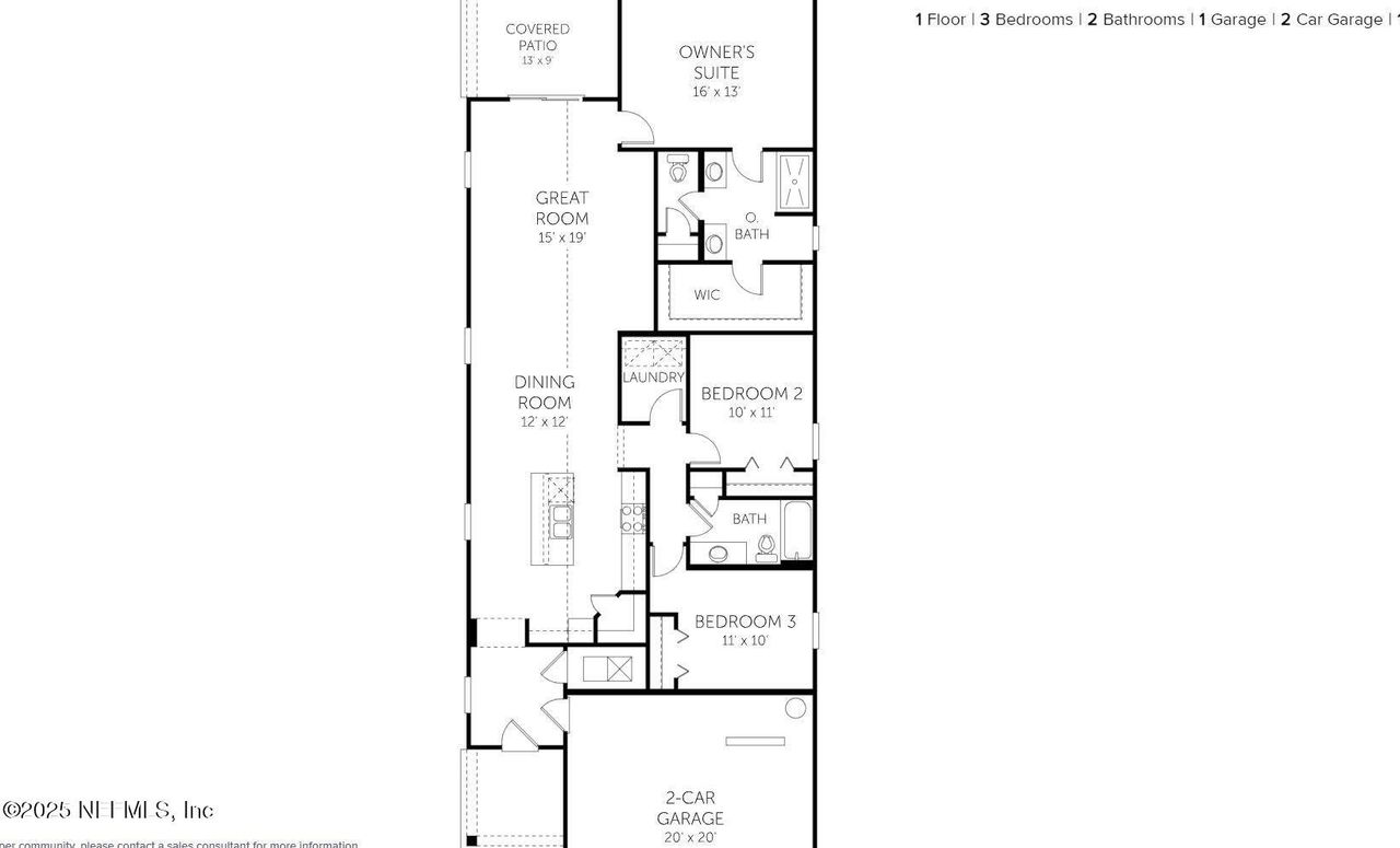 2D floor plan layout of this home in Cedar Creek, Jacksonville, FL (Image 2).
