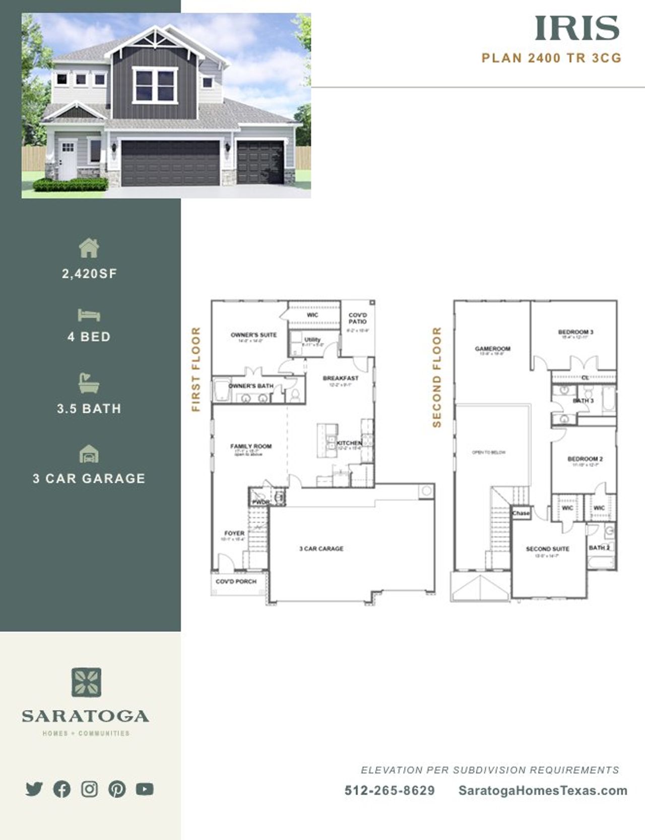 2D floor plan layout of this home in Turnbo Ranch, Killeen, TX (Image 2).