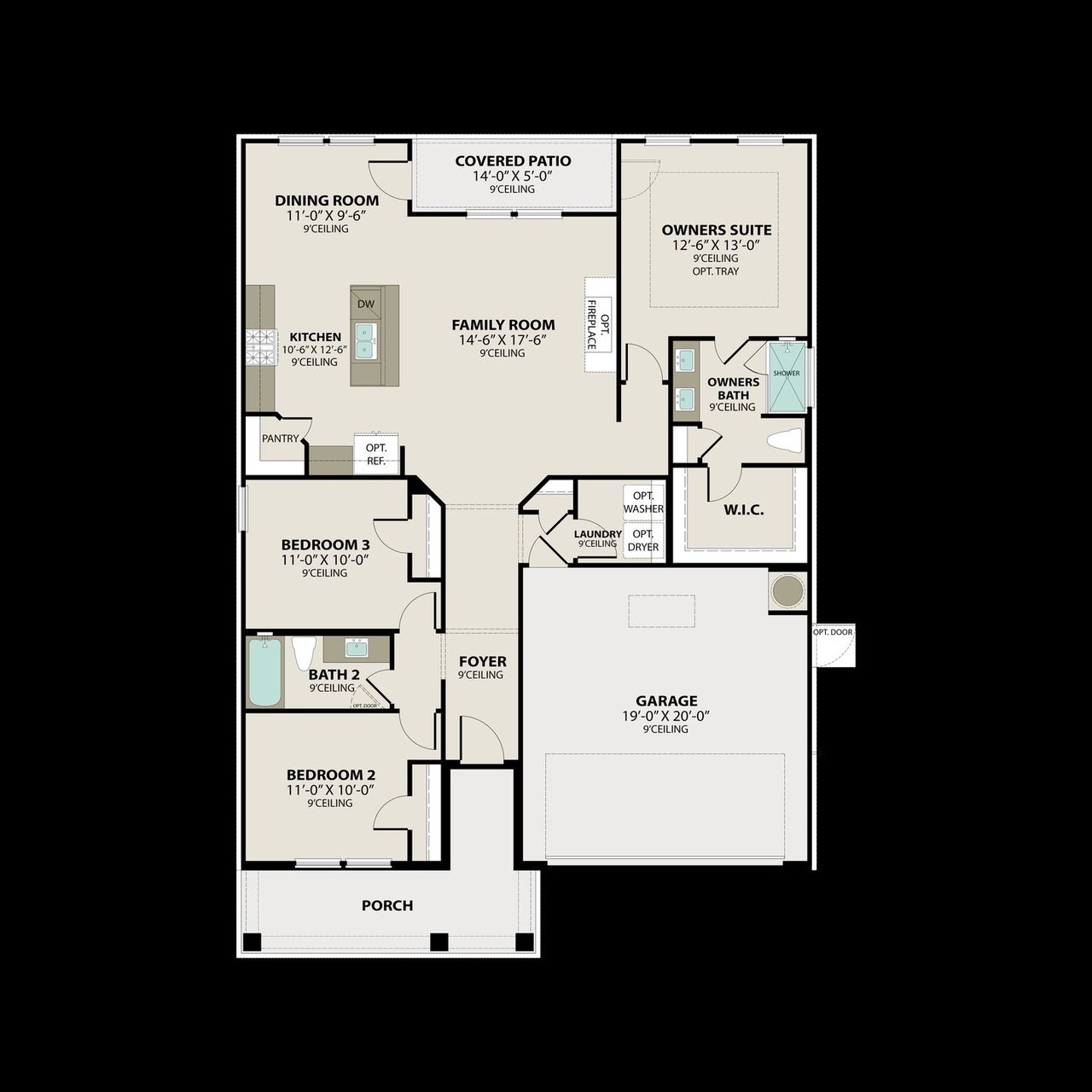 2D floor plan layout for the The Asheville B by Davidson Homes LLC in Sage Farms, White House, TN (Image 2).