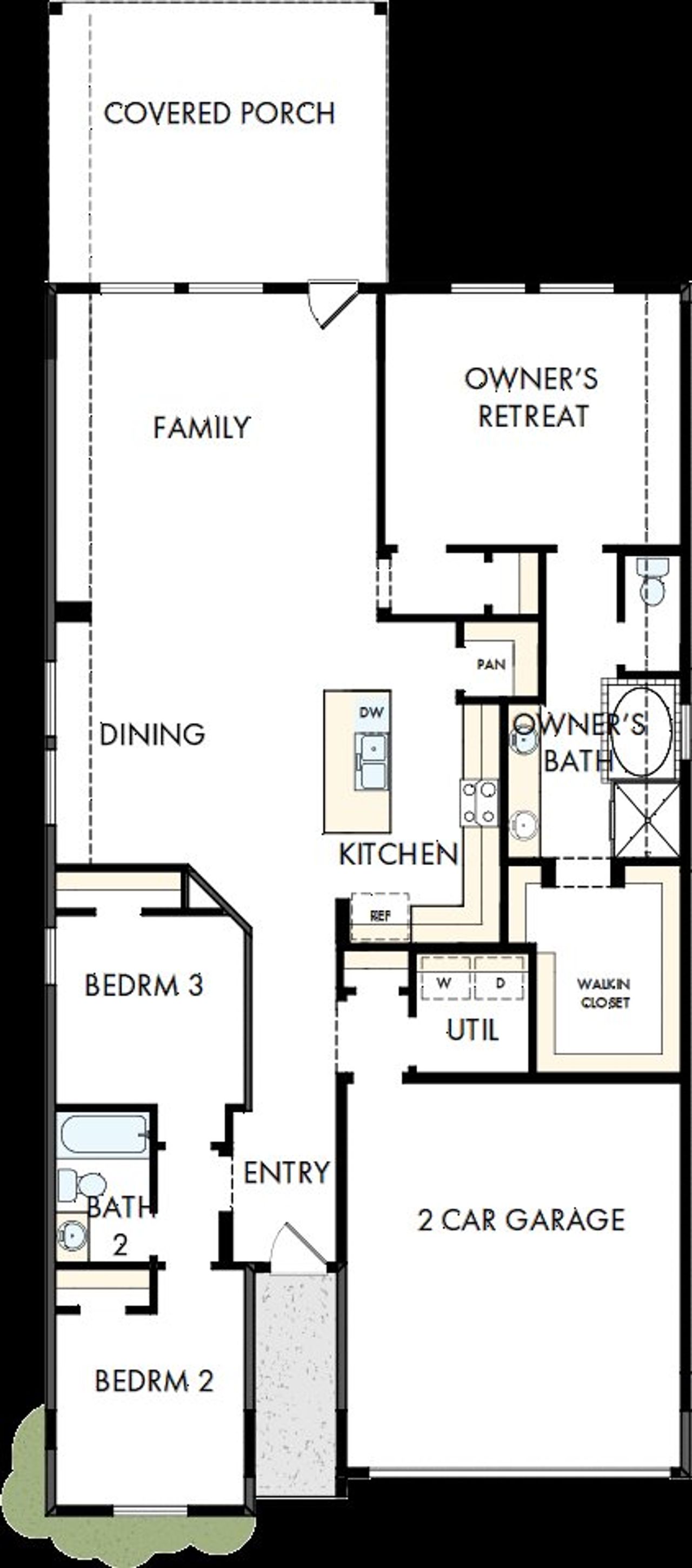 2D floor plan layout of this home in Brookewater 45' Homesites, Rosenberg, TX (Image 2).