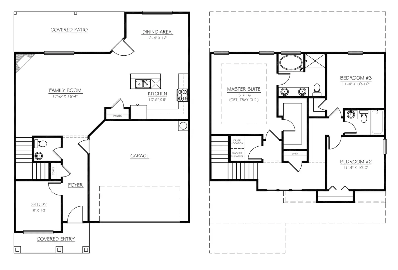 2D floor plan layout for the Atwood by D.R. Horton in Quietude Way, Taylors, SC (Image 2).