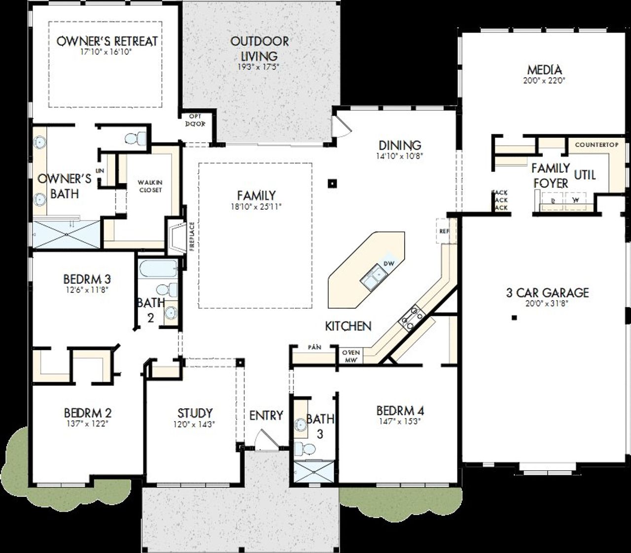 2D floor plan layout of this home in Leander Estates, Leander, TX (Image 2).