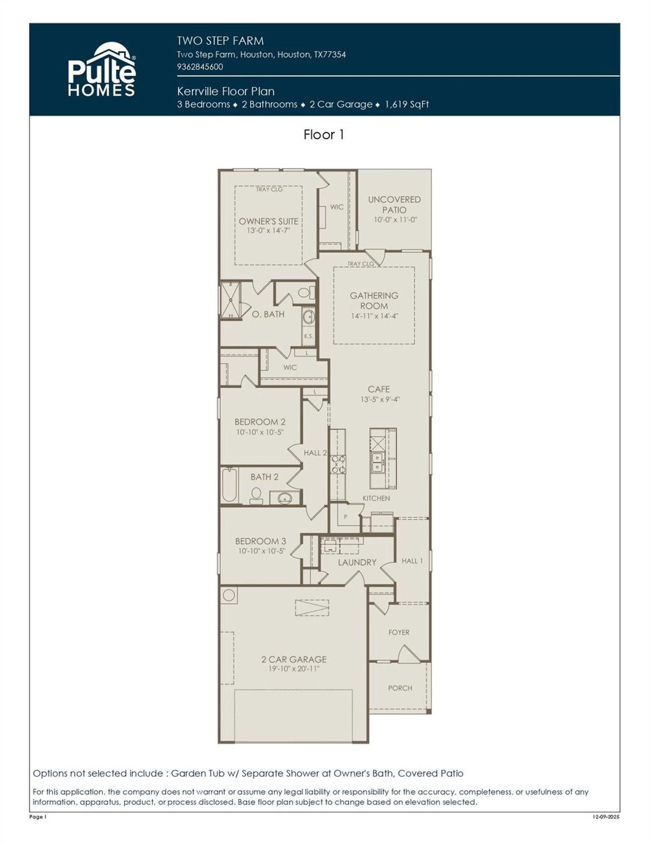 2D floor plan layout of this home in Pulte Homes at Two Step Farm, Montgomery, TX (Image 2).