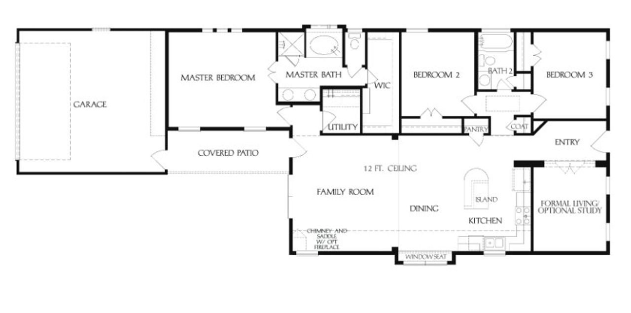 2D floor plan layout for the Amhurst - 42' Lot by J. Kyle Homes in Lakeland Heights in Bridgeland, Cypress, TX (Image 2).