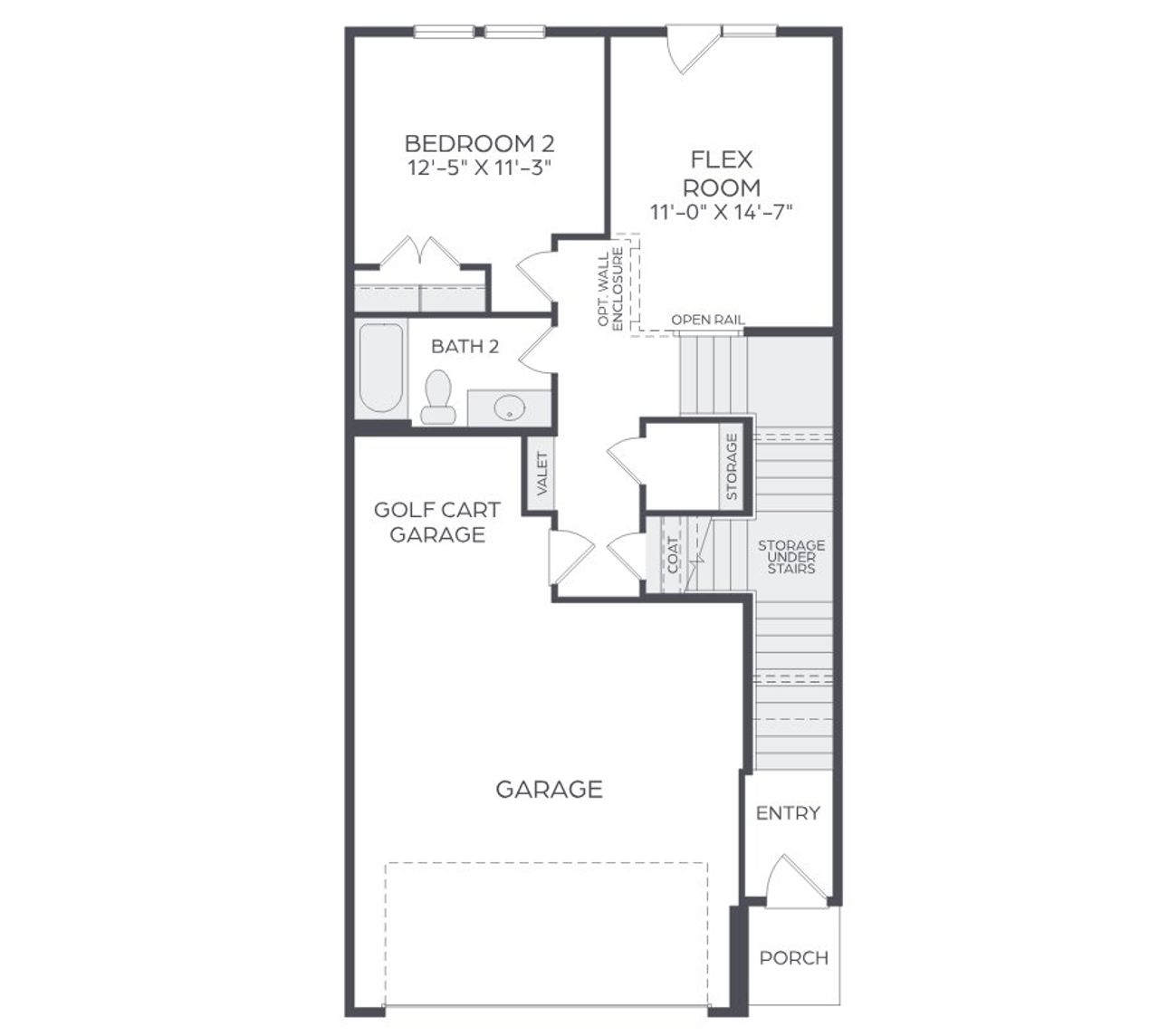 2D floor plan layout for the Palmer by Cadence Homes in Linkside Las Colinas, Irving, TX (Image 2).