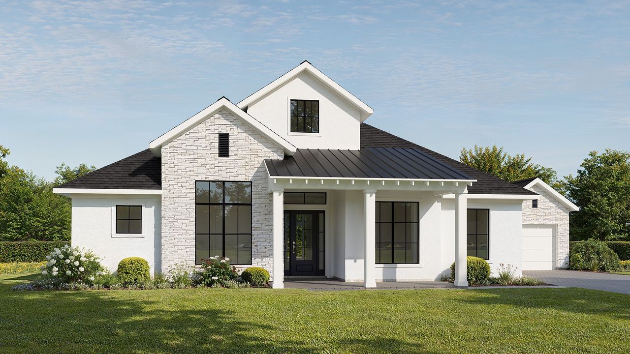 Representative exterior photo of a completed home built from the 4436F by Perry Homes in Southern Hills, Brooksville, FL (Image 2). Representative exterior photo of a completed home built from the 4436F by Perry Homes in Southern Hills, Brooksville, FL (Image 2).