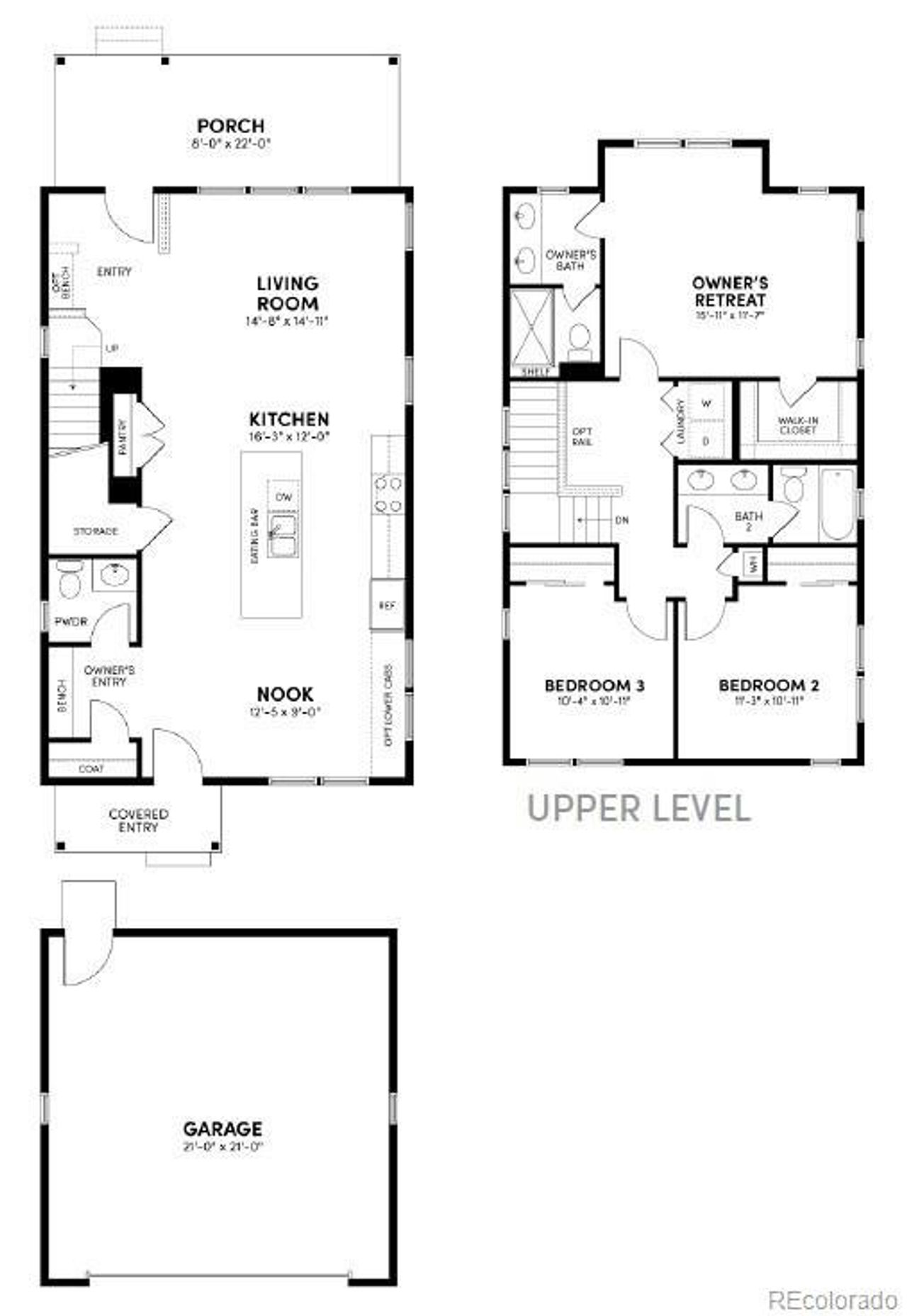 2D floor plan layout of this home in Tealight at Barefoot, Firestone, CO (Image 2).