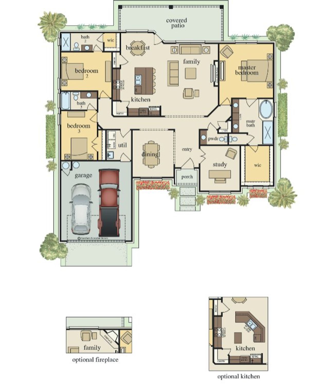 2D floor plan layout for the Palms by Carothers Executive Homes in Eagle Heights, Salado, TX (Image 2).
