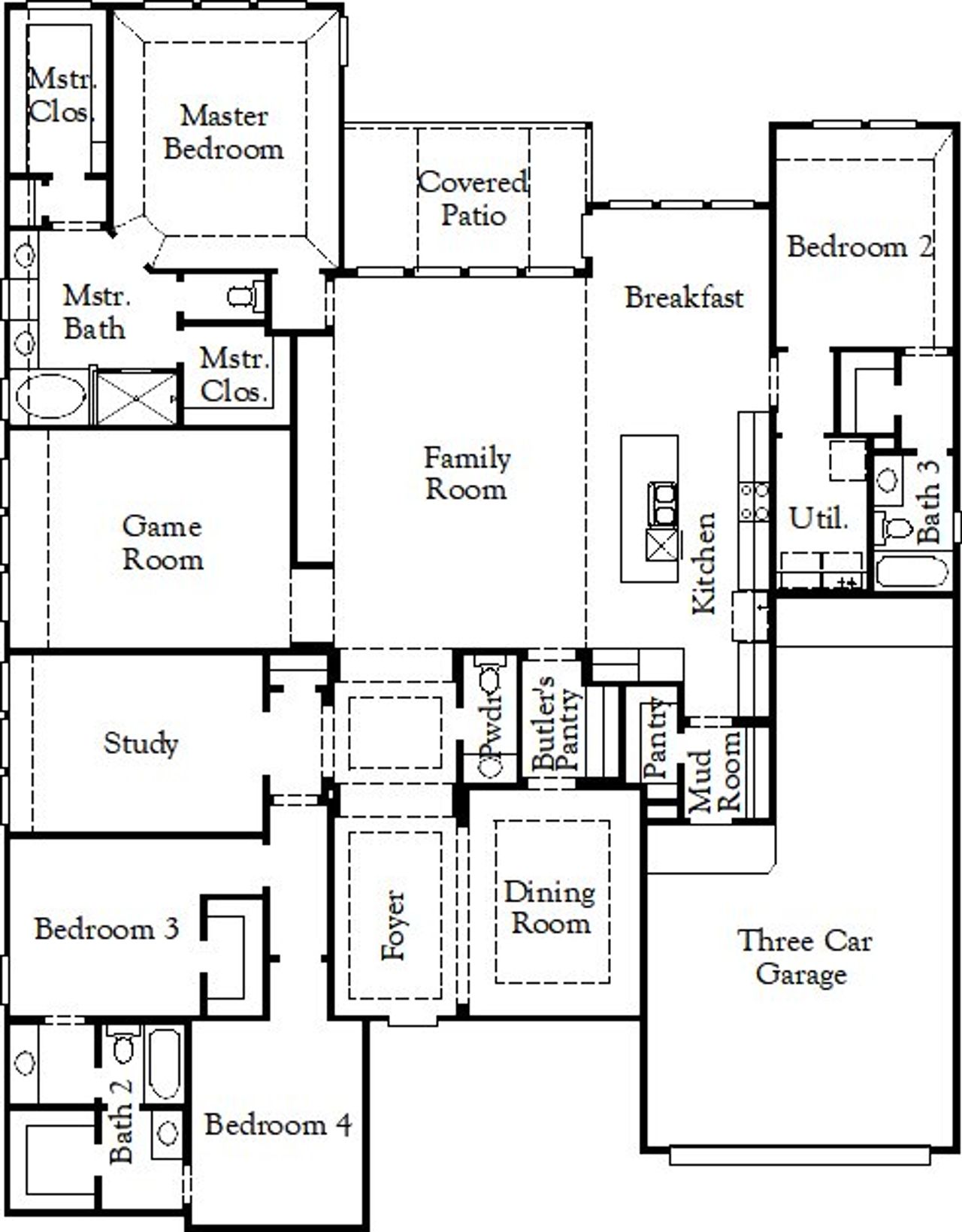 2D floor plan layout for the Newport by Coventry Homes in Parkside on the River, Georgetown, TX (Image 2).
