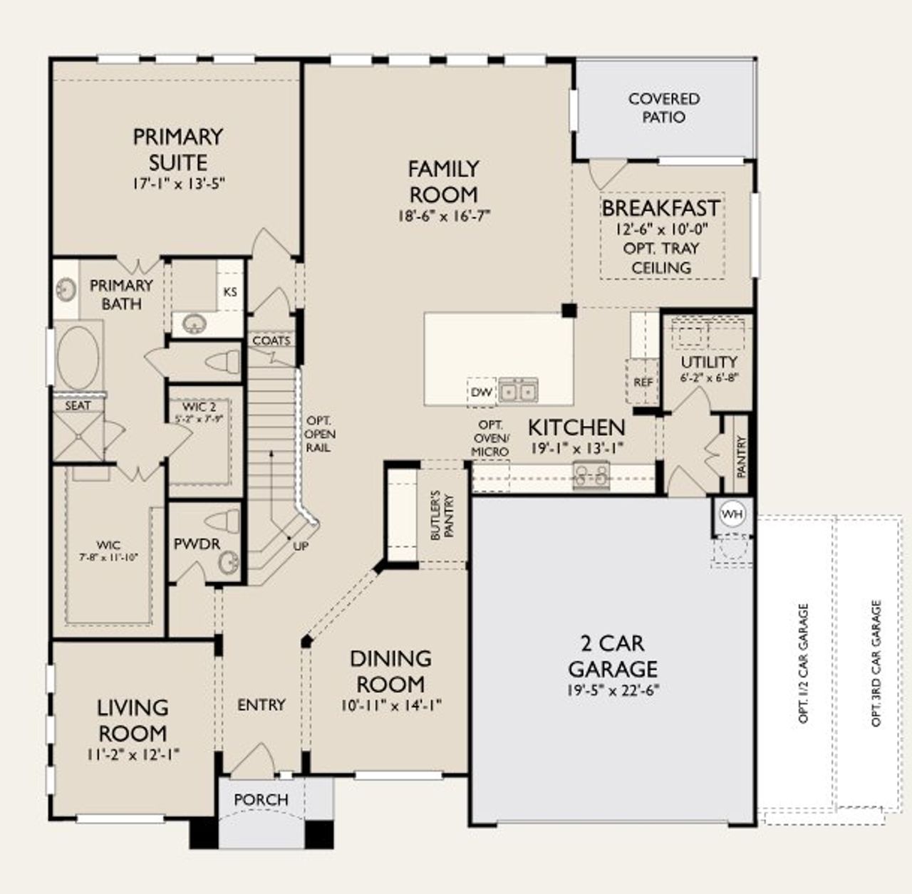 2D floor plan layout for the Bethany by Ashton Woods in Provence 70s, Austin, TX (Image 2).
