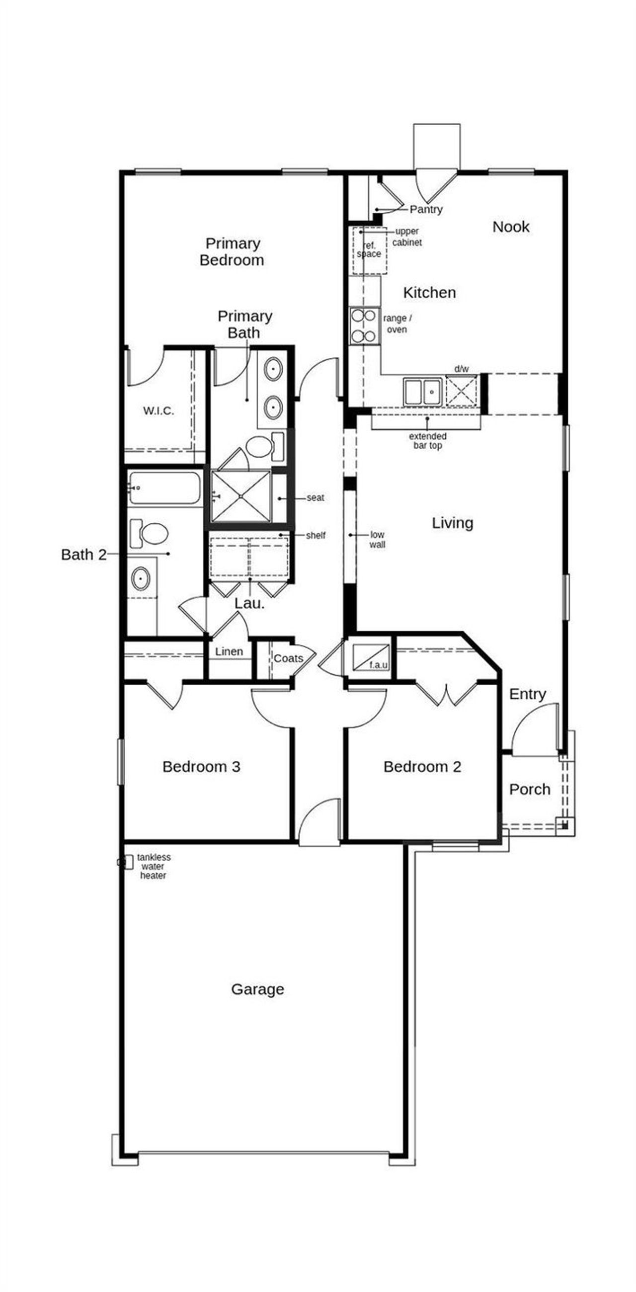 This floor plan features 3 bedrooms, 2 full baths, and over 1,200 square feet of living space.