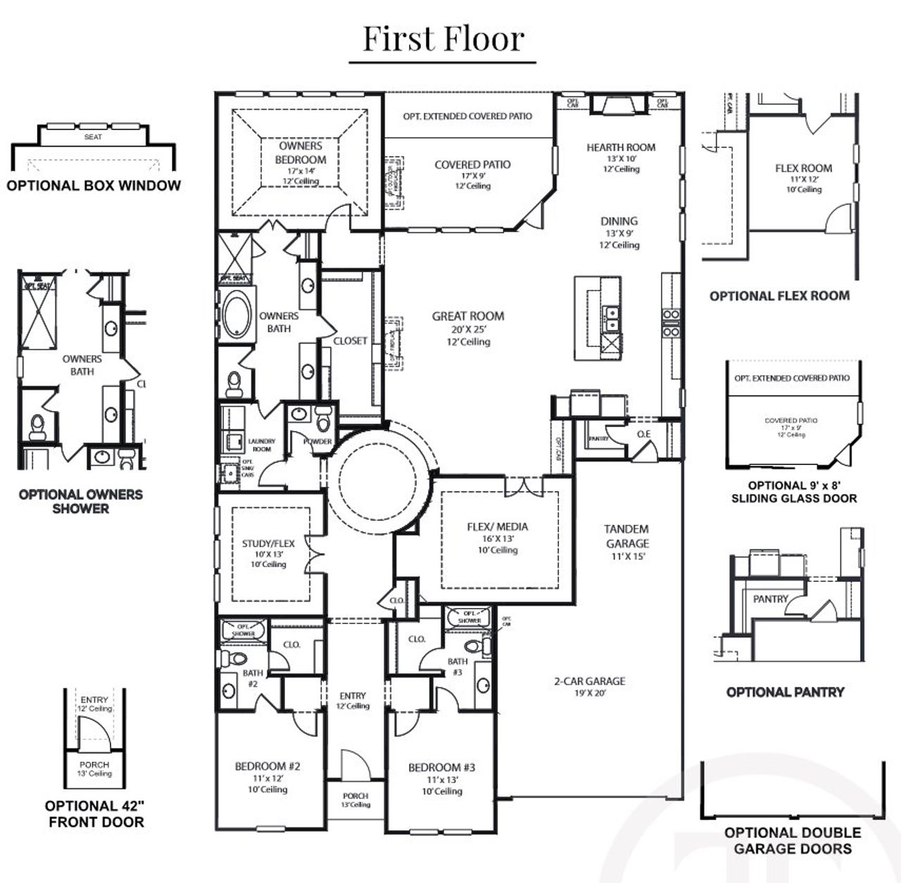 2D floor plan layout for the Plan 5012 by Tradition Homes in Lakewood at Brookhollow – 60′, Prosper, TX (Image 2). 2D floor plan layout for the Plan 5012 by Tradition Homes in Lakewood at Brookhollow – 60′, Prosper, TX (Image 2).