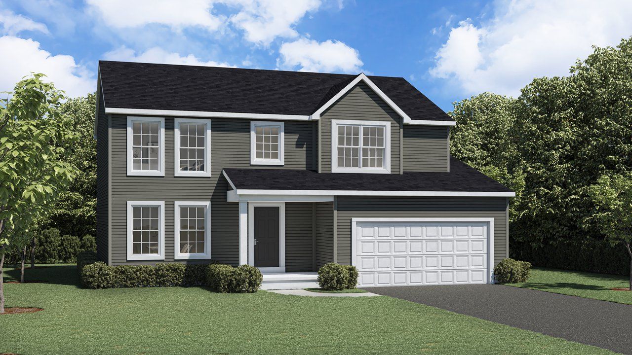 Front exterior of a new home in Wheatfield Crossing, North Tonawanda, NY, highlighting curb appeal (Image 2).