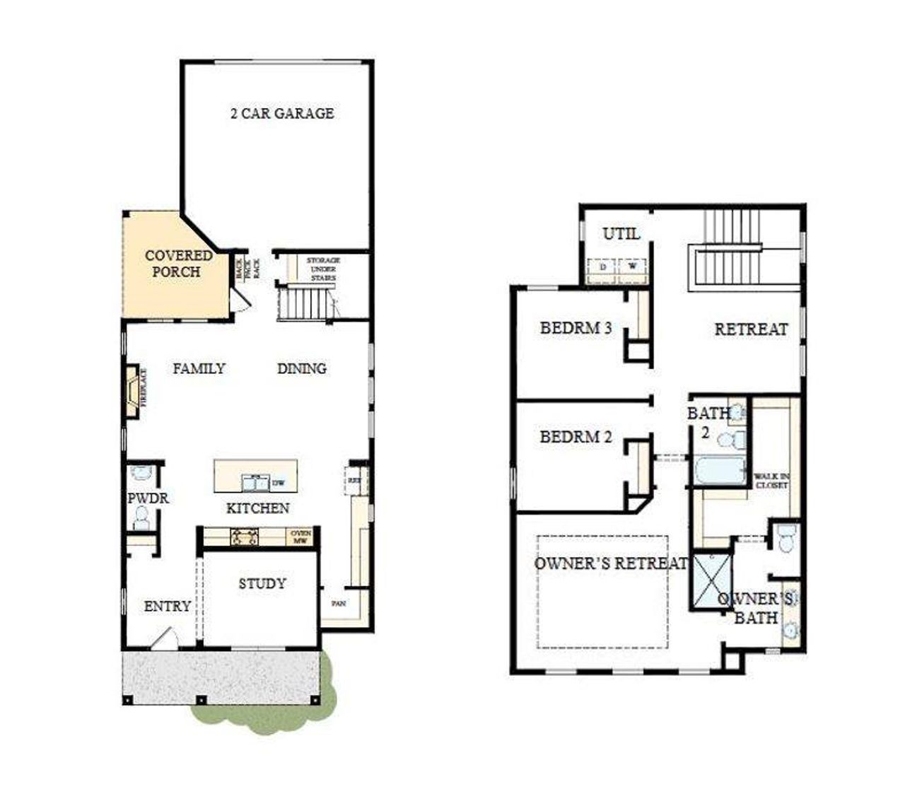 2D floor plan layout of this home in Whitley Preserve – Park Collection, Mint Hill, NC (Image 2).