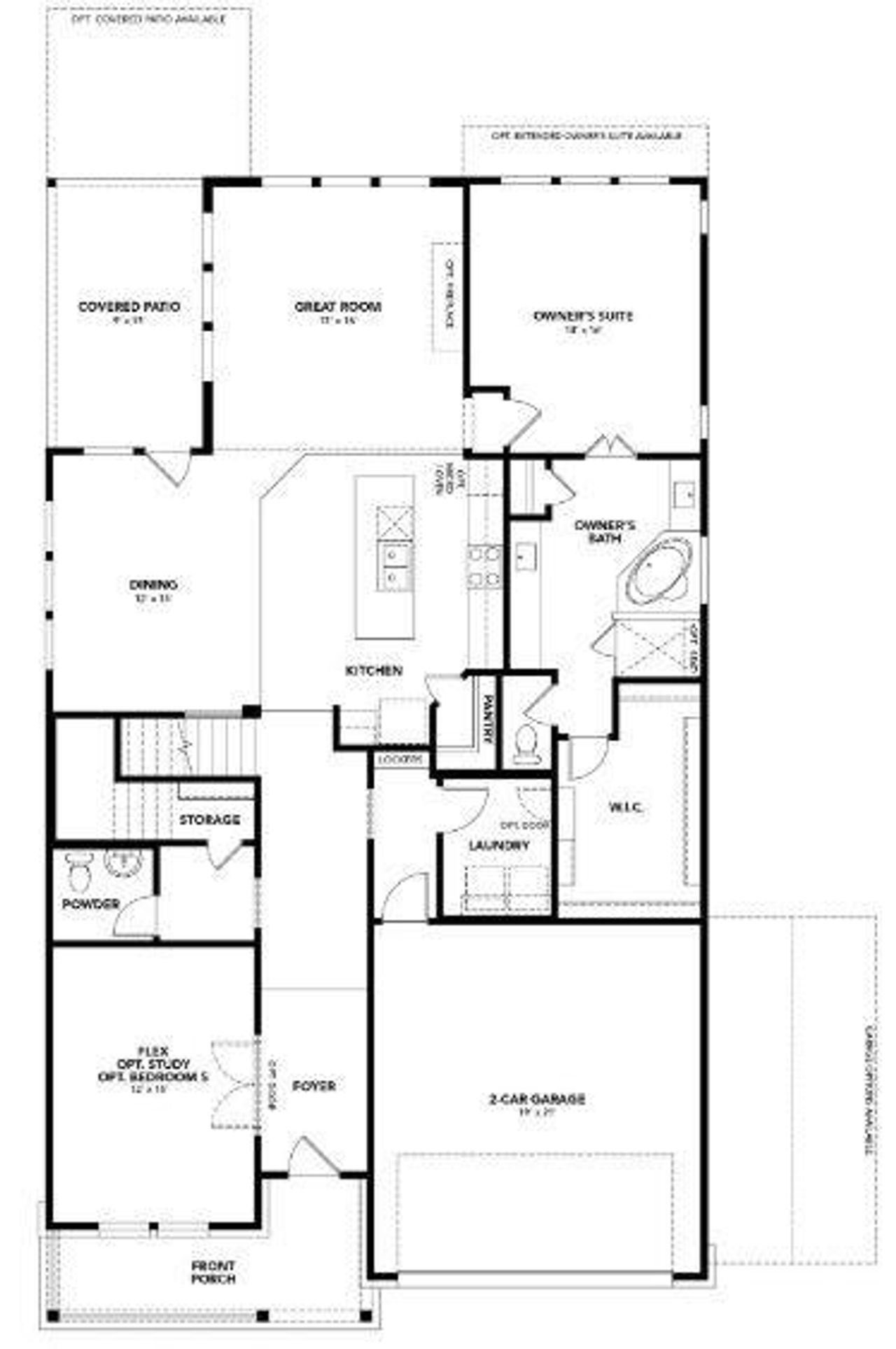 2D floor plan layout of this home in Preserve at Lakeside Meadows, Pflugerville, TX (Image 2).