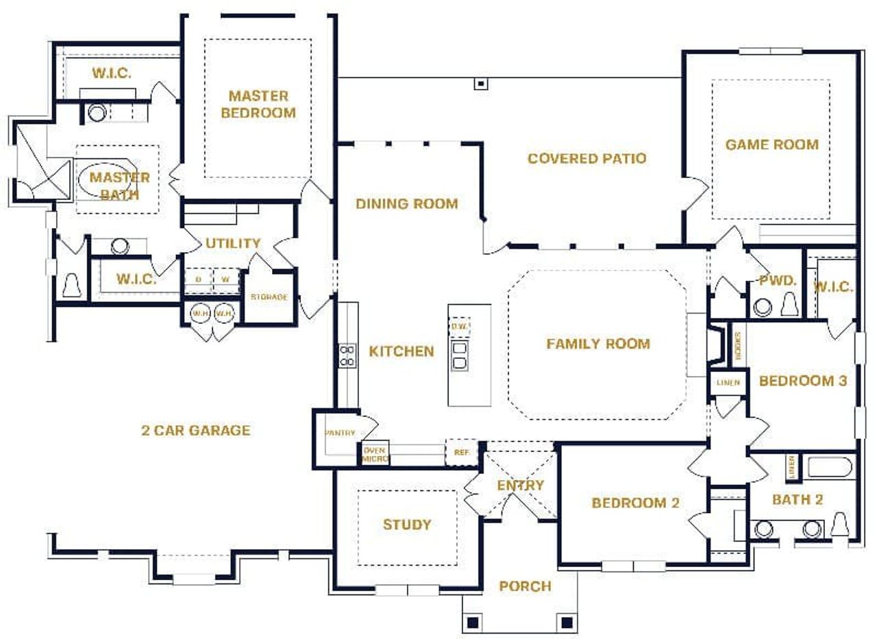 Newman Floor Plan Layout in Belle Oaks, Bulverde | Sitterle Homes