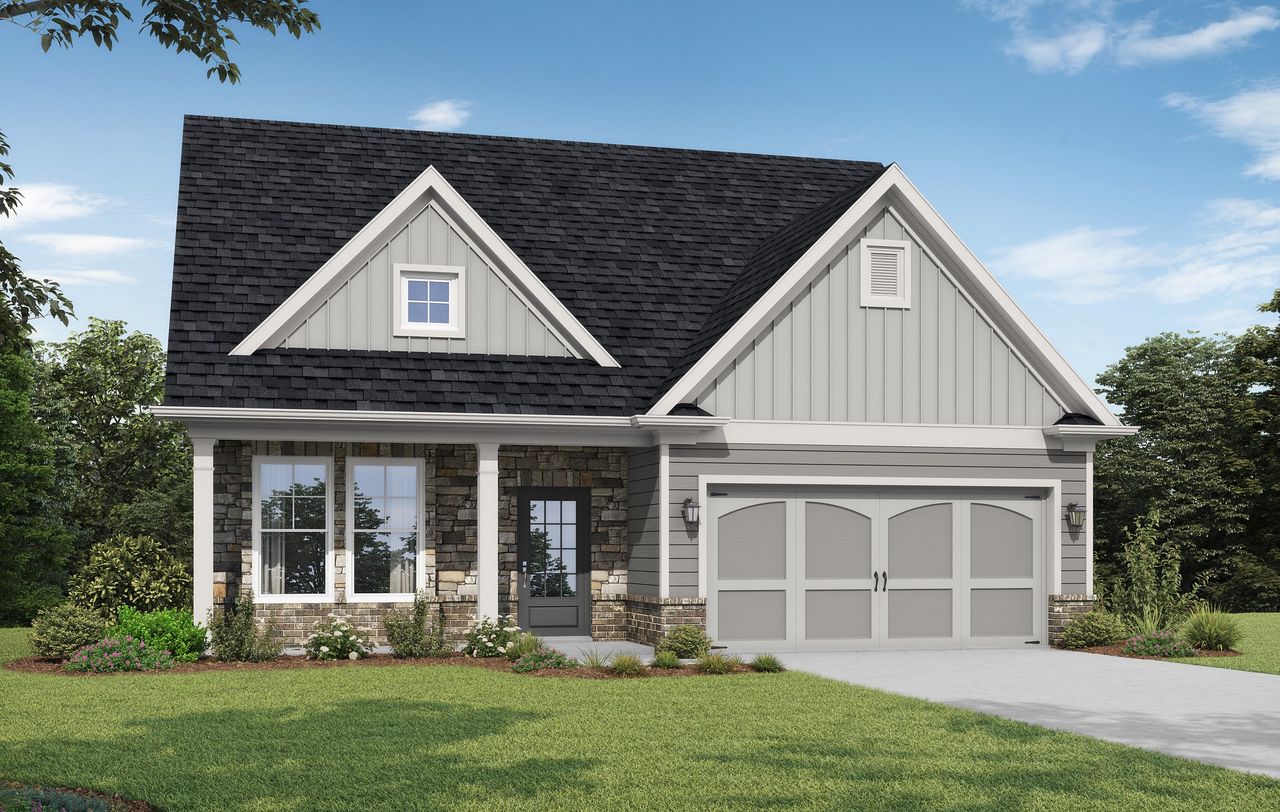 Representative exterior photo of a completed home built from the Westmoor by McKinley Homes in Cooper's Walk, Loganville, GA (Image 2). Representative exterior photo of a completed home built from the Westmoor by McKinley Homes in Cooper's Walk, Loganville, GA (Image 2).