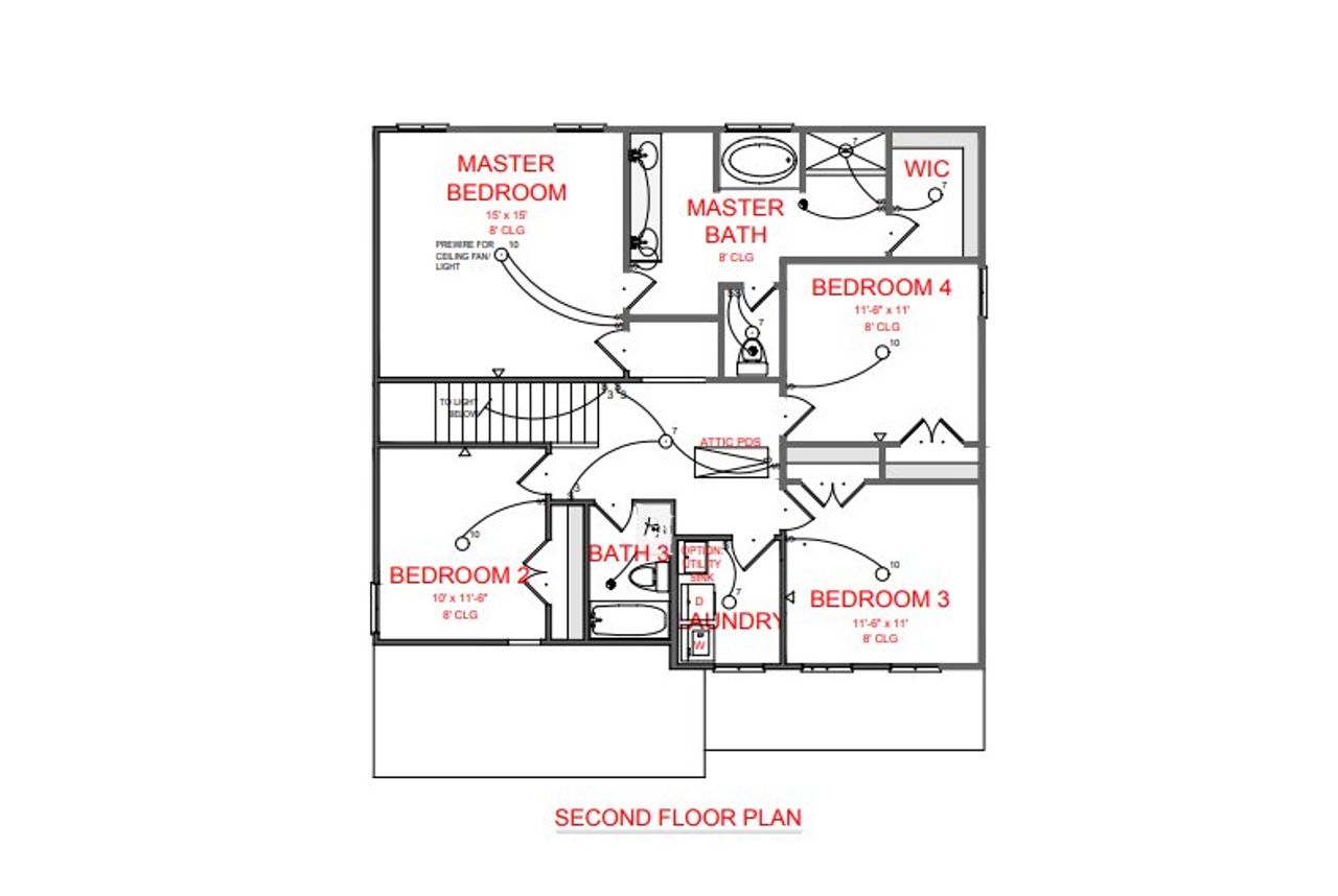 2D floor plan layout for the Richmond B by Freedom Home Builders in Oakwood, Newnan, GA (Image 2).