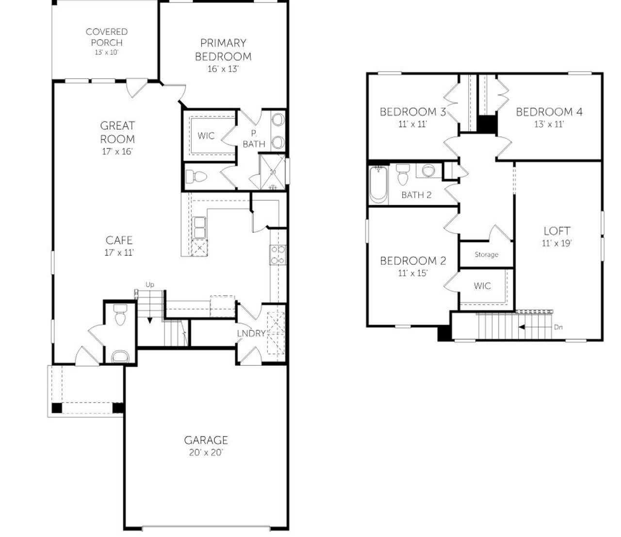 2D floor plan layout of this home in The Pier South, Seneca, SC (Image 2).
